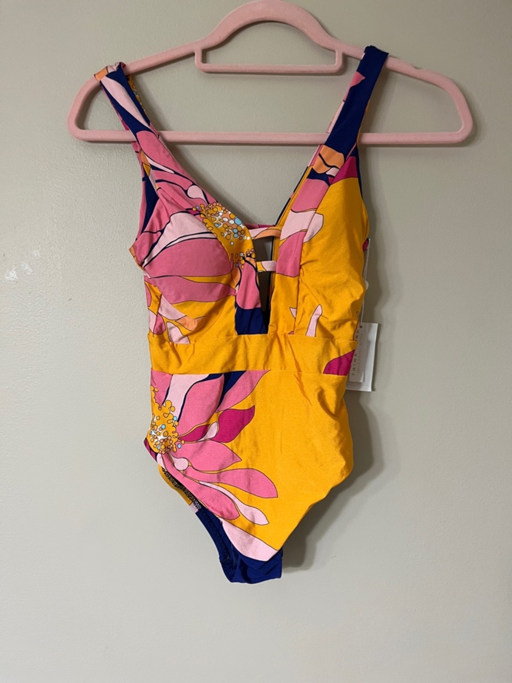 Trina Turk Yellow, Pink & Navy Floral One-Piece Swimsuit
